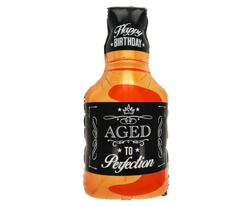 Duży balon foliowy Butelka Whisky Godan 65 cm, Aged to Perfection, na 40. urodziny męskie, tylko na hel.