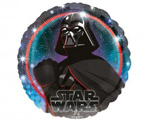 Balon foliowy okrągły Star Wars Darth Vader Anagram 18 cali (46 cm), motyw kosmiczny, licencjonowany, balon z helem lub powietrzem.