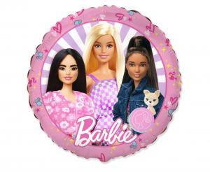 Balon foliowy okrągły Barbie Flexmetal 18 cali (46 cm), motyw lalek, różowy, licencjonowany, balon z helem.