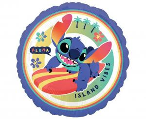 Balon foliowy okrągły Stitch Aloha Anagram 18 cali (46 cm), motyw surfing, licencjonowany, balon z helem.