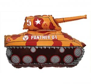 Duży balon foliowy Czołg Panther 01 Flexmetal 80 cm, wojskowa maskownica, na urodziny militarna, tylko na hel.