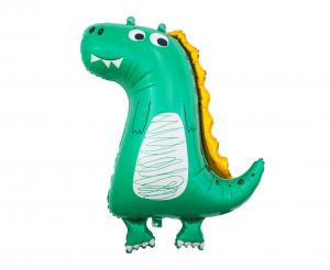 Duży balon foliowy Dinozaur Rysunkowy Godan 70 cm, zielony, na urodziny Dino, na hel i powietrze.