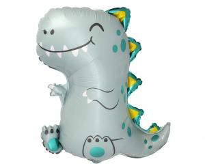 Duży balon foliowy Mały Dino Rex Flexmetal 24 cale, szary T-Rex, dekoracja urodziny Dino, tylko na hel.