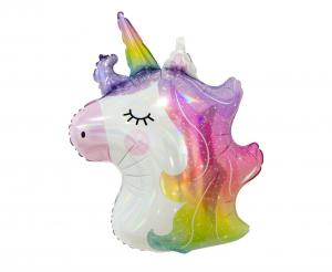 Balon foliowy Jednorożec 3D Godan 60 cm, tęczowa grzywa, na urodziny Unicorn, tylko na hel.