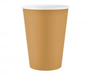 Kubeczki papierowe złote Godan 250 ml, zestaw 6 sztuk, do dekoracji stołu na Sylwestra i Urodziny Glamour.
