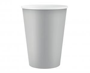 Kubeczki papierowe srebrne Godan 250 ml, zestaw 6 sztuk, do dekoracji stołu na Sylwestra i Urodziny.