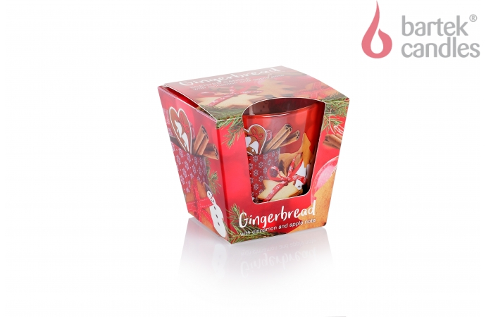 Świeca zapachowa Bartek Gingerbread 115 g, w szkle, zapach piernika z cynamonem i jabłkiem, czas palenia 30h.