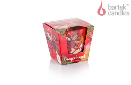 Świeca zapachowa Bartek Gingerbread 115 g, w szkle, zapach piernika z pomarańczą i anyżem, czas palenia 30h.
