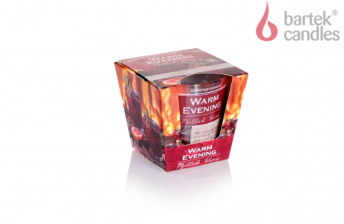 Świeca zapachowa Bartek Warm Evening 115 g, w szkle, zapach Grzanego Wina (Mulled Wine), korzenny, czas palenia 30h.