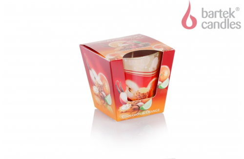 Świeca zapachowa Bartek Christmas Time 115 g, w szkle, zapach Cynamon i Pomarańcza, czas palenia 30h.