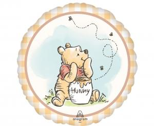 Balon foliowy okrągły Kubuś Puchatek Winnie The Pooh Anagram 17 cali (43 cm), z garnkiem miodu, licencja Disney, na hel.