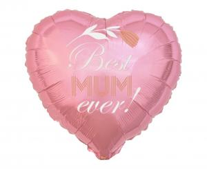 Balon foliowy Serce Best Mum Ever Godan 18 cali (37 cm), różowy, na Dzień Matki i urodziny, balon z helem.