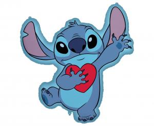 Duży balon foliowy Stitch z sercem 86 cm, postać z bajki Lilo i Stitch, dekoracja na urodziny i walentynki.