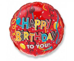 Balon Foliowy Czerwony "Happy Birthday To You" – Imprezowy (18 cali)