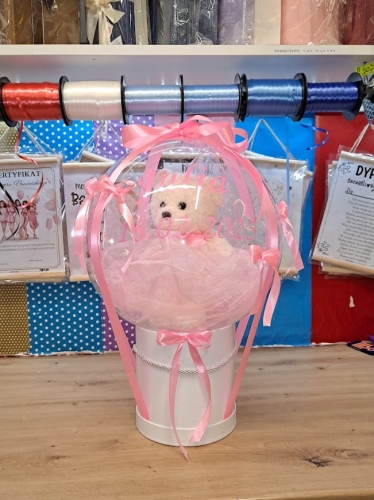 Usługa pakowania prezentu w balon, balon stuffed balloon Tychy, własny miś w balonie.