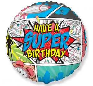 Balon Foliowy Have a Super Birthday Komiksowy 18" (45 cm)