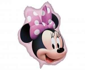 Duży balon foliowy Głowa Myszki Minnie Procos 77 cm, licencjonowany Disney, różowa kokarda, tylko na hel.