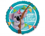Balon Foliowy Koala Happy Birthday 18" (45 cm)