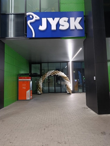 Luksusowa brama balonowa złota chromowana, dekoracja wejścia do butiku, łuk z balonów mirror.
