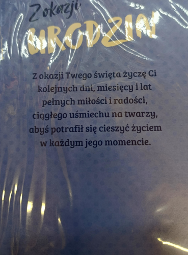 Kartka urodzinowa Armin Style GM z napisem Z okazji Urodzin Najlepsze Życzenia, elegancki karnet z życzeniami w środku.