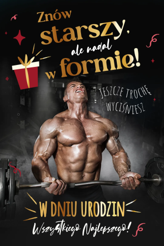 Elegancka kartka urodzinowa Karnet AS 13x19 cm, ze złoceniami i gotowymi życzeniami motywacyjnymi, koperta w zestawie.