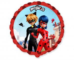 Balon Foliowy Miraculum: Biedronka i Czarny Kot – Okrągły 18" (45 cm)