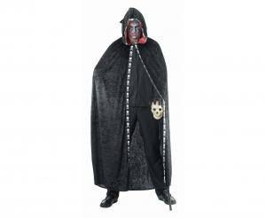 Czarna peleryna z kapturem i czaszkami Godan, strój dla dorosłych na Halloween, wampir.