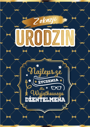 Śmieszna kartka urodzinowa z piernikiem, napis Stary Piernik to też Ciacho, czarne tło, konfetti.