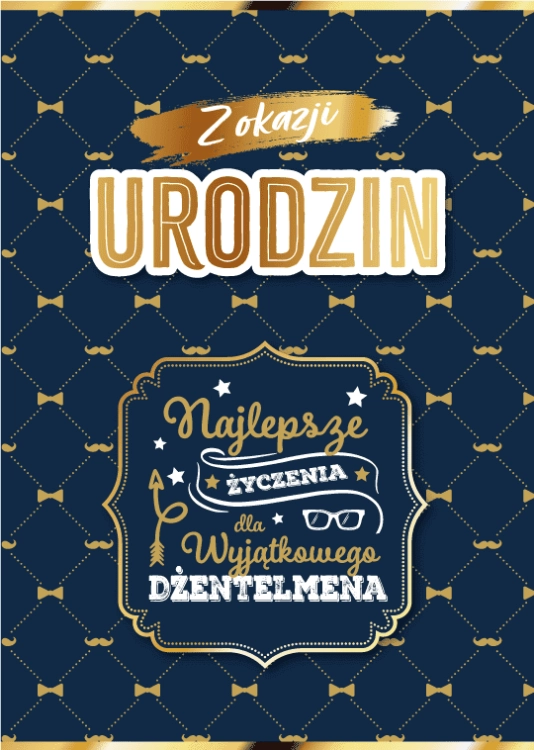 Śmieszna kartka urodzinowa z piernikiem, napis Stary Piernik to też Ciacho, czarne tło, konfetti.
