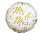 Balon Foliowy na Wesele "Mr & Mrs" Botaniczny Złoty 45 cm