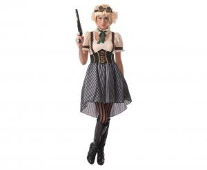 STRÓJ Zestaw dla dorosłych Steampunk (naszyjnik, gogle, sukienka), rozm. M