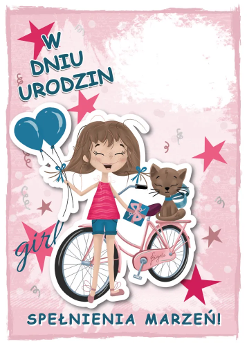 Karnet urodzinowy dla dzieci regulowany 1-19 lat, z naklejkami cyfr, elementy 3D, kolorowa laurka.