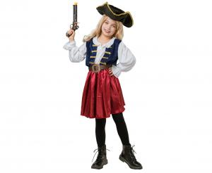 STRÓJ Zestaw dla dzieci Elegancka Piratka (kapelusz, sukienka, pasek), rozm. 120/130 cm