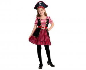 STRÓJ Zestaw dla dzieci Piratka ( sukienka, kapelusz, pasek), rozm. 120/130 cm