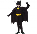 Strój Zestaw BATMAN, Nietoperz (kombinezon z muskułami, pasek, peleryna z kapturem), rozm. 130/140 cm