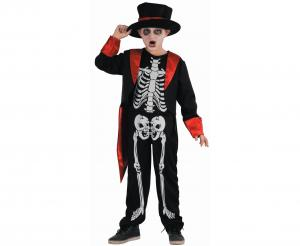 Strój Zestaw dla dzieci Elegancki Kościotrup (kombinezon, marynarka, kapelusz), rozm. 120/130 cm