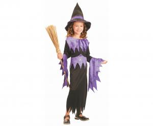 Strój Zestaw dla dzieci Elegancka Czarownica (sukienka, kapelusz, pasek), rozm. 110/120 cm