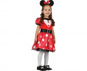 Strój Zestaw dla dzieci Czerwona Myszka (sukienka, opaska, pasek), rozm. 92/104 cm