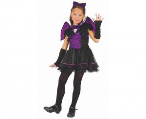 Strój Zestaw dla dzieci Czarownica Nietoperz (sukienka, skrzydła, rękawiczki, opaska), rozm. 120/130 cm