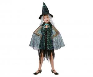 Strój Zestaw dla dzieci Błyszcząca Czarownica (peleryna, kapelusz), rozm.120/130 cm