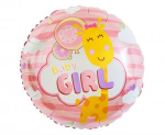 Balon foliowy 18 cali Baby Girl Różowa Żyrafa na narodziny
