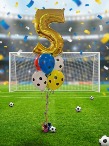 Bukiet balonów na hel, 6 lateksowych + cyfra