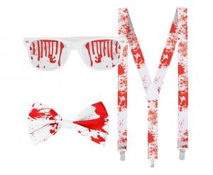 Zestaw "Bloody Psycho" (Krwawe Szelki, Muszka, Okulary)