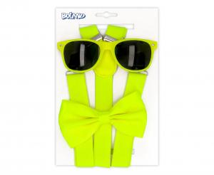 Żółty Zestaw Imprezowy (Szelki, Muszka, Okulary)