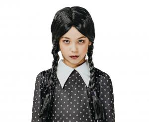 Peruka Czarne Warkocze (Styl Wednesday)