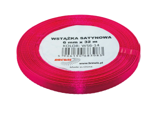 Wstążka Satynowa Różowa / Fuksja 6mm (Na Metry)