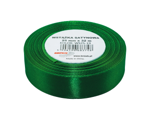 Wstążka Satynowa Zielona / Szmaragdowa 25mm (Na Metry)