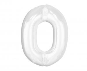 Duży balon foliowy Cyfra 0 Godan 92 cm, kolor biały, kolekcja Beauty&amp;Charm, idealny na urodziny 10, 20, 30, na hel.