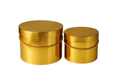 Złoty Flowerbox Okrągły ze Sznurkiem 17x13 cm