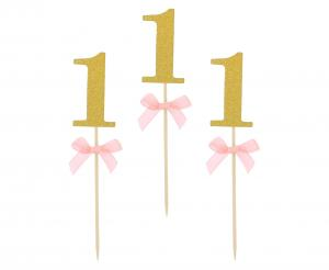 Pikery na babeczki Roczek, różowe, 10 szt.